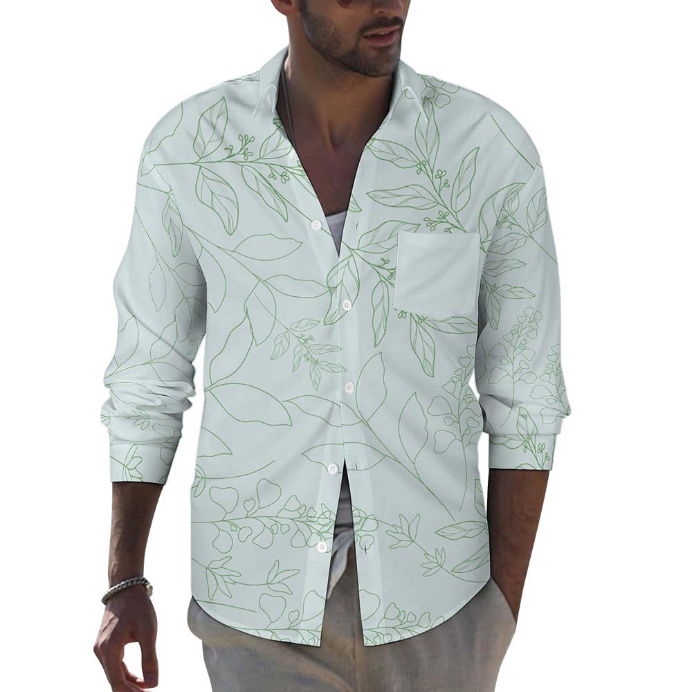 Custom Lapel pocket long sleeve shirt — Style 02 product view 1